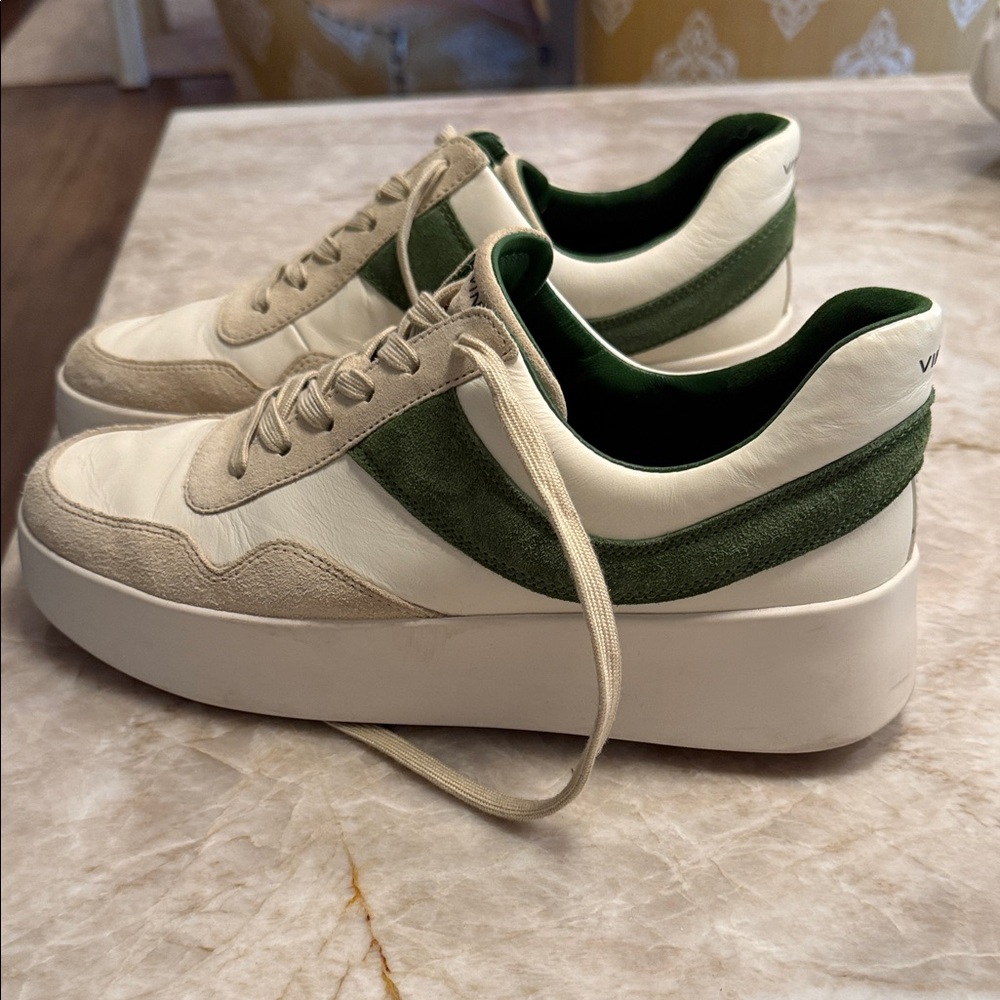 Vince Women’s Green and White Platform Sneakers